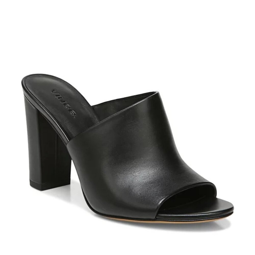 Vince Camuto Hanna Black Leather High Heel Sandals Size 8.5 Open Toe Strappy